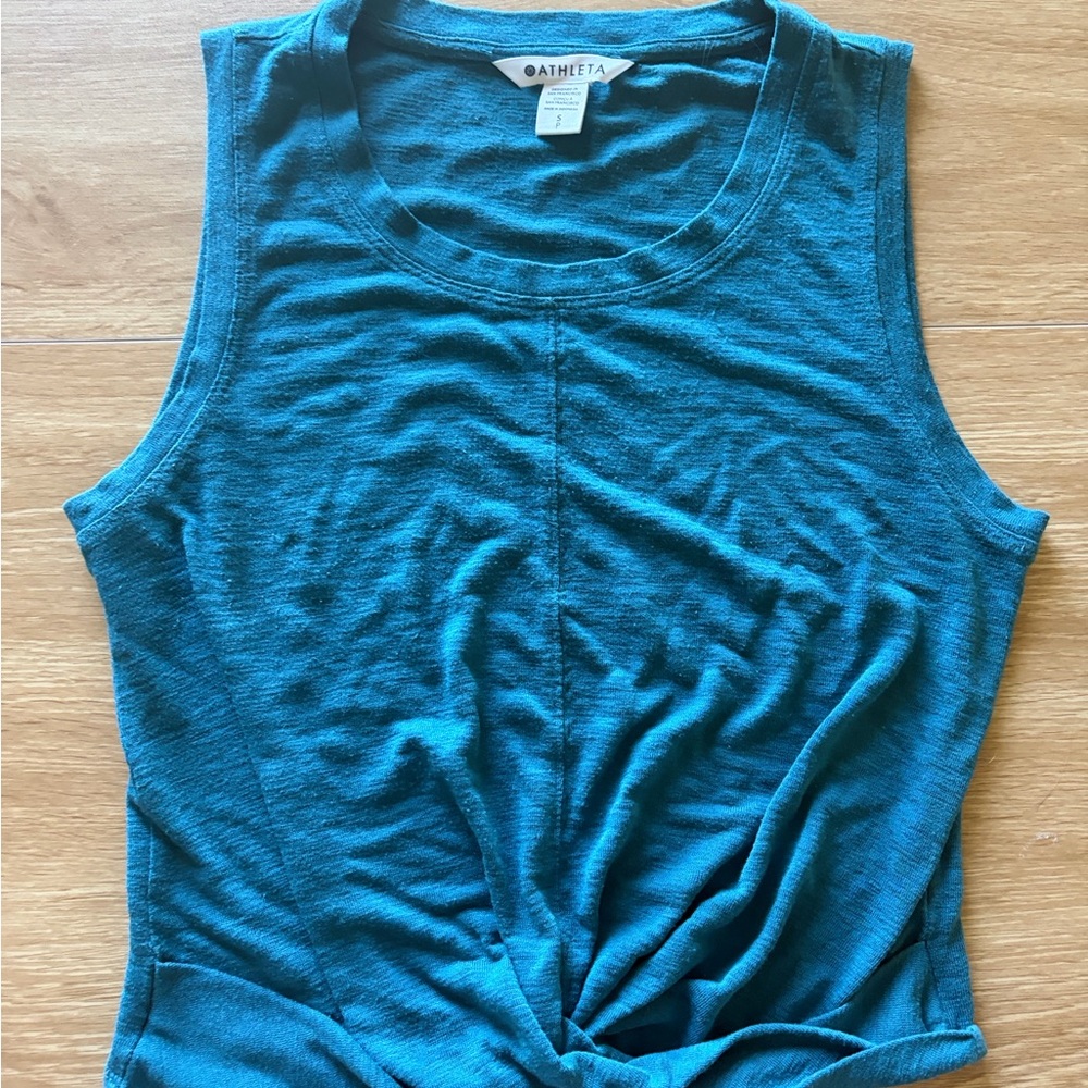Athleta Twist-Front Sleeveless Tank Teal Blue - Size S